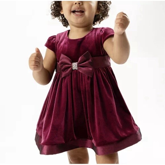 NWT's Rare Editions 18M Burgundy Special Occasion Dress - Picture 1 of 8